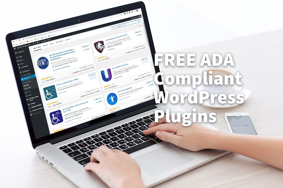 Screen showing free WordPress plugins for ADA compliance
