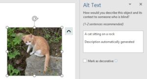 Screenshot of setting alt text in Microsoft Word for ADA compliance