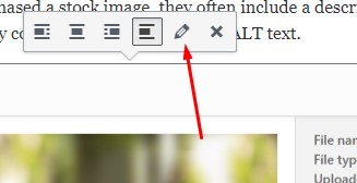 Showing the image edit quick toolbar after an image is clicked on
